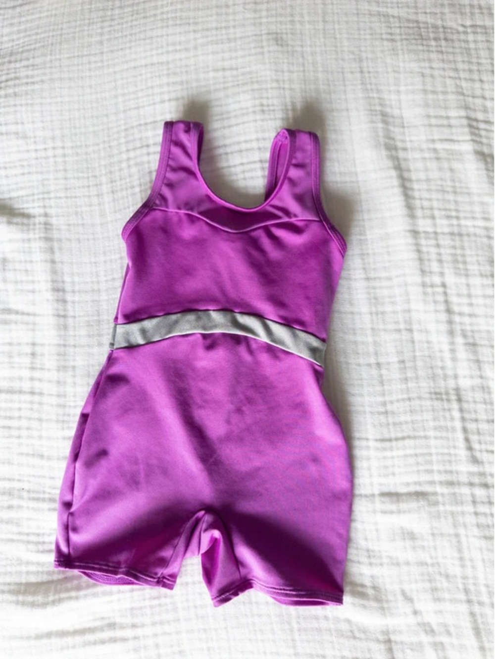 Cat & Jack Girls Gymnastics Biketard Magenta Pink Silver Size XS (4/5)